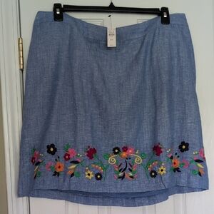 Talbots Red and Pink Embellished A-Line Skirt